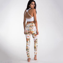 Orange Marigold Flowers Leggings