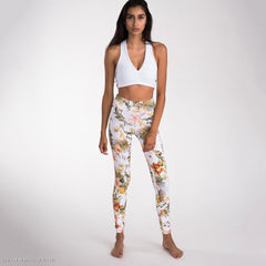 Orange Marigold Flowers Leggings